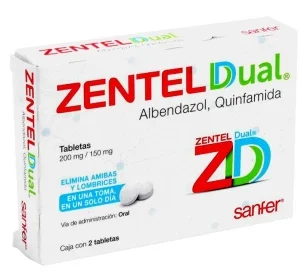 ZENTEL DUAL ADULT ALBENDAZOLE-QUINFAMIDE 200/150MGMG 2TABS SINGLE DOSE