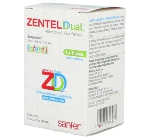 ZENTEL DUAL JR ORAL SUSPENSION ALBENDAZOLE-QUINFAMIDE 400/200MG 20ML SINGLE DOSE BANANA FLAVOR