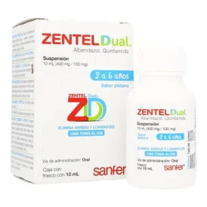 ZENTEL DUAL PEDIATRIC ORAL SUSPENSION ALBENDAZOLE-QUINFAMIDE 400/100MG 10ML SINGLE DOSE BANANA FLAVOR